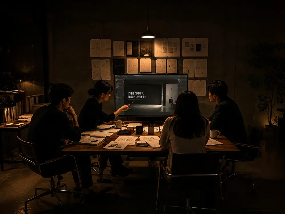 화면의 문장과 구조를 함께 검토하는 설계 장면
